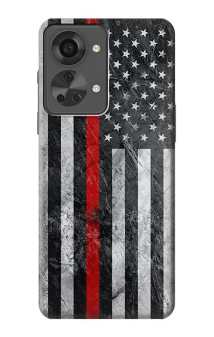 S3687 消防士細い赤い線アメリカの国旗 Firefighter Thin Red Line American Flag OnePlus Nord 2T バックケース、フリップケース・カバー