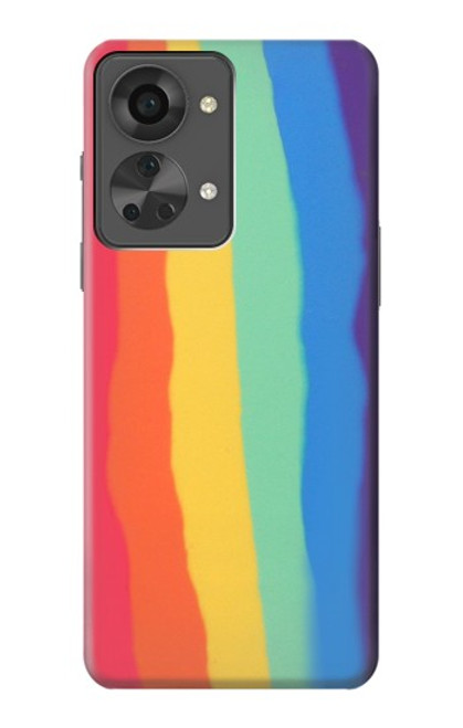 S3799 かわいい縦水彩レインボー Cute Vertical Watercolor Rainbow OnePlus Nord 2T バックケース、フリップケース・カバー