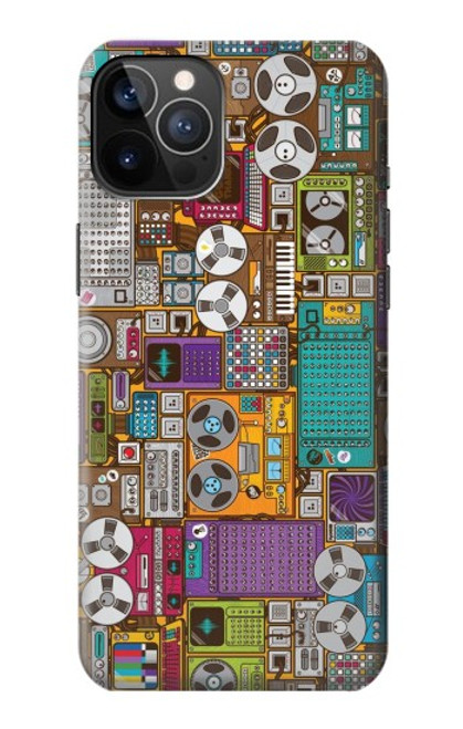 S3879 レトロな音楽の落書き Retro Music Doodle iPhone 12, iPhone 12 Pro バックケース、フリップケース・カバー