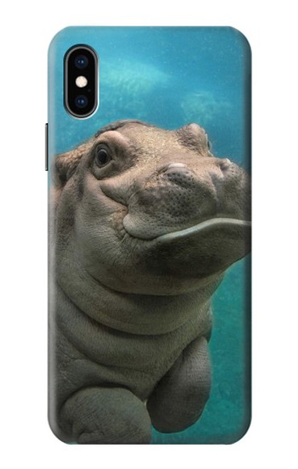 S3871 かわいい赤ちゃんカバ カバ Cute Baby Hippo Hippopotamus iPhone X, iPhone XS バックケース、フリップケース・カバー