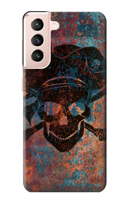 S3895 海賊スカルメタル Pirate Skull Metal Samsung Galaxy S21 5G バックケース、フリップケース・カバー