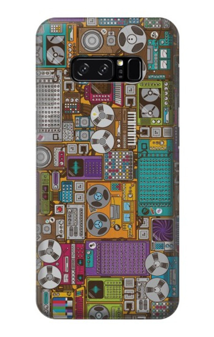 S3879 レトロな音楽の落書き Retro Music Doodle Note 8 Samsung Galaxy Note8 バックケース、フリップケース・カバー