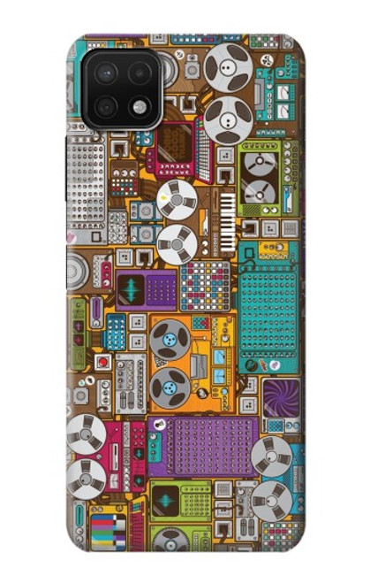 S3879 レトロな音楽の落書き Retro Music Doodle Samsung Galaxy A22 5G バックケース、フリップケース・カバー
