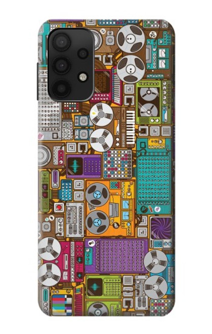 S3879 レトロな音楽の落書き Retro Music Doodle Samsung Galaxy A32 5G バックケース、フリップケース・カバー