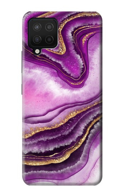 S3896 紫色の大理石の金の筋 Purple Marble Gold Streaks Samsung Galaxy A42 5G バックケース、フリップケース・カバー