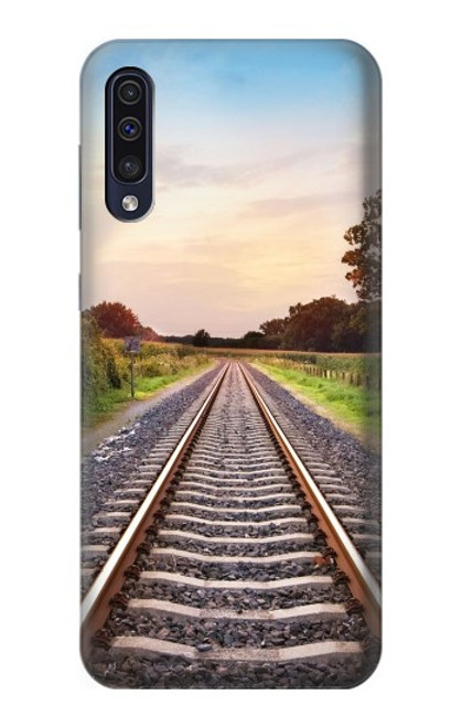 S3866 鉄道直線線路 Railway Straight Train Track Samsung Galaxy A70 バックケース、フリップケース・カバー