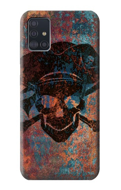 S3895 海賊スカルメタル Pirate Skull Metal Samsung Galaxy A51 バックケース、フリップケース・カバー