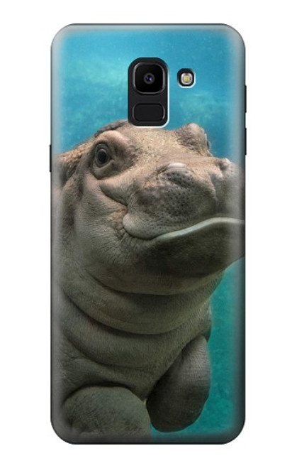 S3871 かわいい赤ちゃんカバ カバ Cute Baby Hippo Hippopotamus Samsung Galaxy J6 (2018) バックケース、フリップケース・カバー
