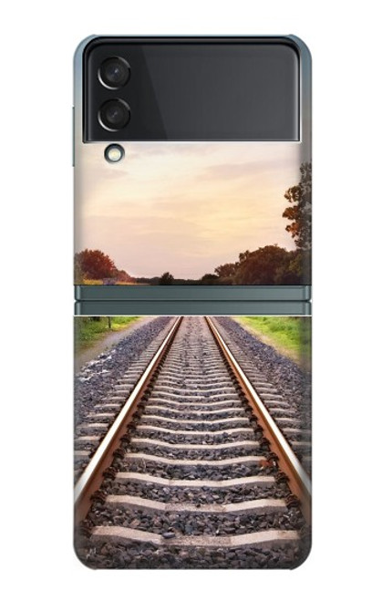 S3866 鉄道直線線路 Railway Straight Train Track Samsung Galaxy Z Flip 3 5G バックケース、フリップケース・カバー