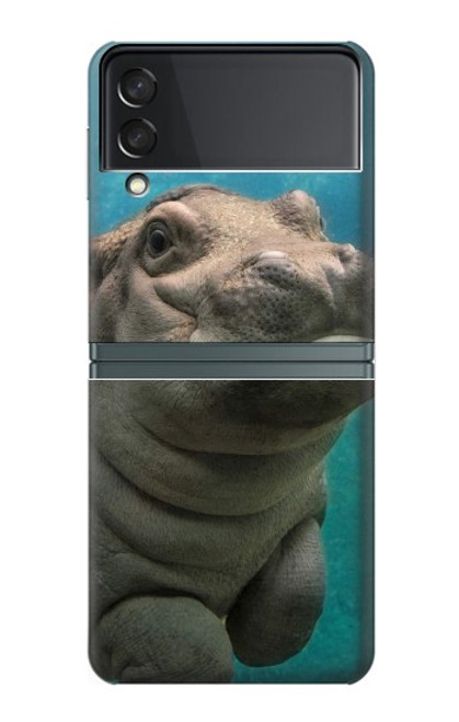 S3871 かわいい赤ちゃんカバ カバ Cute Baby Hippo Hippopotamus Samsung Galaxy Z Flip 3 5G バックケース、フリップケース・カバー