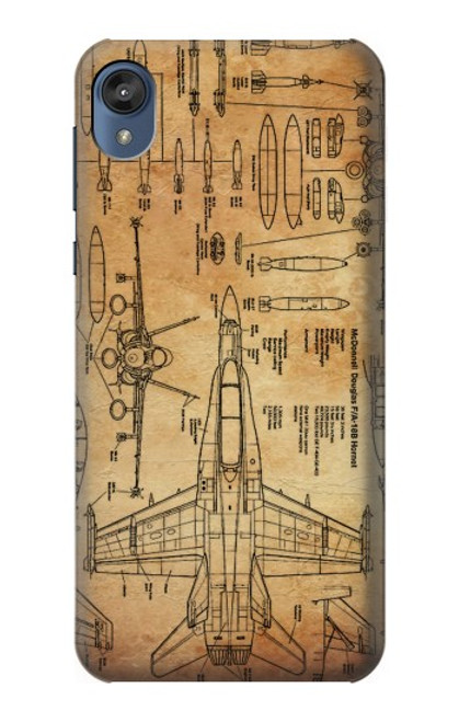 S3868 航空機の設計図の古い紙 Aircraft Blueprint Old Paper Motorola Moto E6, Moto E (6th Gen) バックケース、フリップケース・カバー