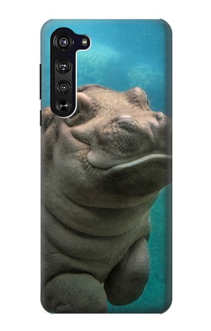 S3871 かわいい赤ちゃんカバ カバ Cute Baby Hippo Hippopotamus Motorola Edge バックケース、フリップケース・カバー