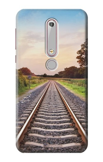 S3866 鉄道直線線路 Railway Straight Train Track Nokia 6.1, Nokia 6 2018 バックケース、フリップケース・カバー