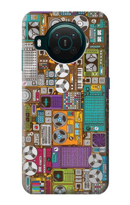 S3879 レトロな音楽の落書き Retro Music Doodle Nokia X10 バックケース、フリップケース・カバー