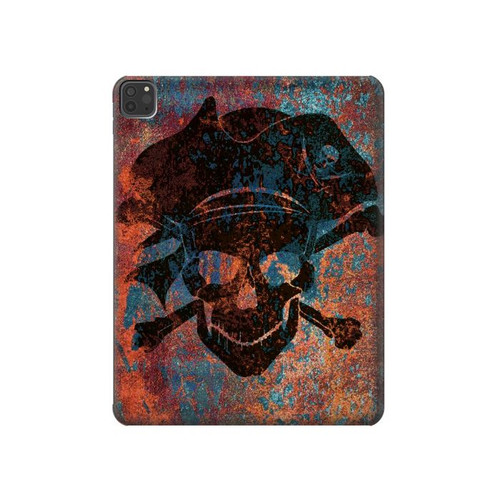 S3895 海賊スカルメタル Pirate Skull Metal iPad Pro 11 (2021,2020,2018, 3rd, 2nd, 1st) タブレットケース