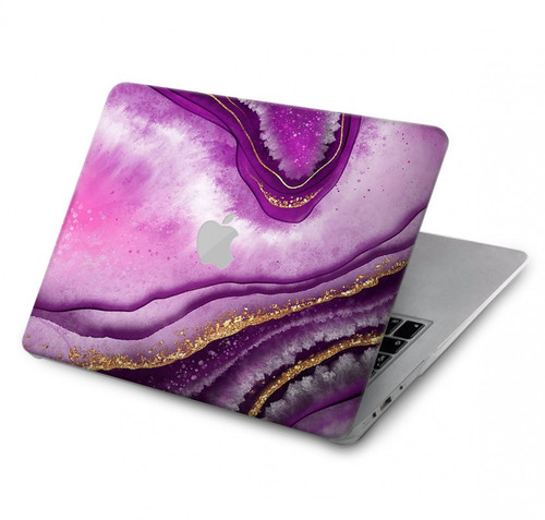 S3896 紫色の大理石の金の筋 Purple Marble Gold Streaks MacBook Air 13″ (2022,2024) - A2681, A3113 ケース・カバー