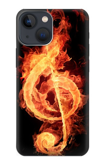 S0493 音楽ノート火災 Music Note Burn iPhone 14 バックケース、フリップケース・カバー