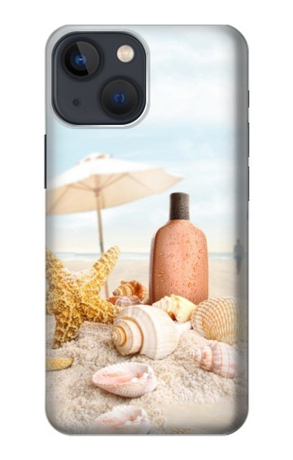 S1425 浜ときれいな貝殻 Seashells on The Beach iPhone 14 バックケース、フリップケース・カバー