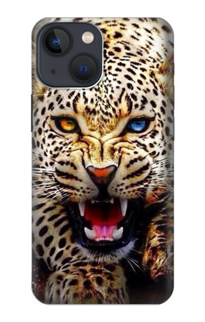 S1932 ブルーアイヒョウ Blue Eyed Leopard iPhone 14 バックケース、フリップケース・カバー