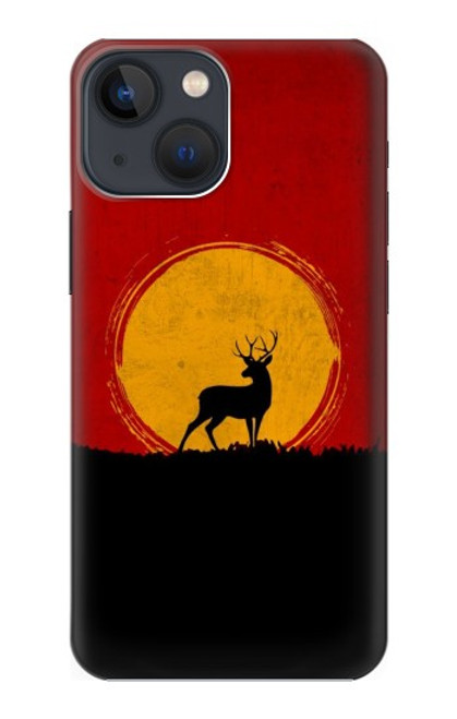 S3513 鹿の夕日 Deer Sunset iPhone 14 バックケース、フリップケース・カバー
