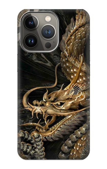 S0426 ゴールドドラゴン Gold Dragon iPhone 14 Pro バックケース、フリップケース・カバー