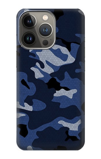 S2959 海軍迷彩 Navy Blue Camo Camouflage iPhone 14 Pro バックケース、フリップケース・カバー
