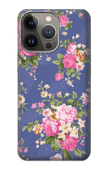 S3265 ヴィンテージ花柄 Vintage Flower Pattern iPhone 14 Pro バックケース、フリップケース・カバー