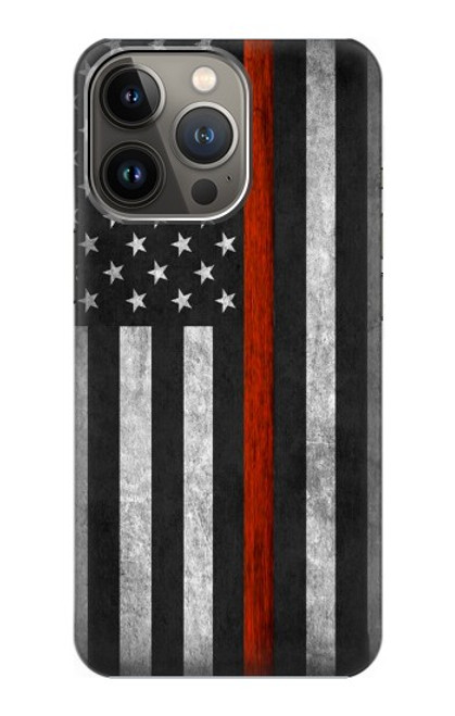 S3472 消防士細い赤線旗 Firefighter Thin Red Line Flag iPhone 14 Pro バックケース、フリップケース・カバー