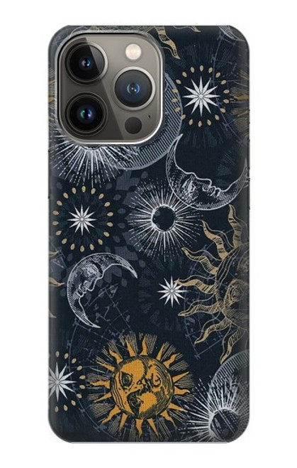 S3702 月と太陽 Moon and Sun iPhone 14 Pro バックケース、フリップケース・カバー