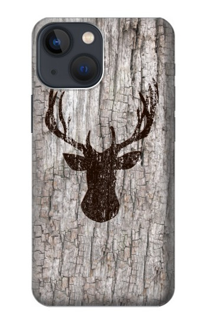 S2505 トナカイ古い木材グラフィックプリント Reindeer Head Old Wood Texture Graphic Printed iPhone 14 Plus バックケース、フリップケース・カバー