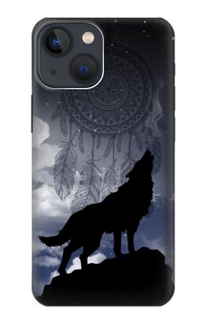 S3011 ドリームキャッチャーオオカミは 月にハウリング Dream Catcher Wolf Howling iPhone 14 Plus バックケース、フリップケース・カバー