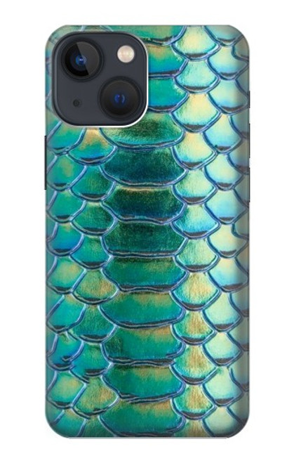 S3414 緑のヘビの鱗 グラフィックプリント Green Snake Scale Graphic Print iPhone 14 Plus バックケース、フリップケース・カバー