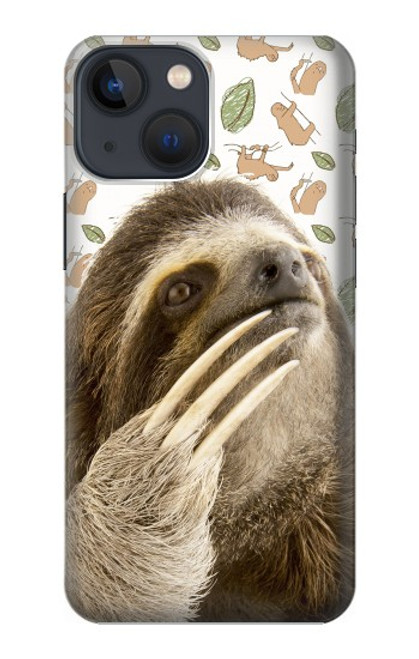 S3559 ナマケモノ Sloth Pattern iPhone 14 Plus バックケース、フリップケース・カバー