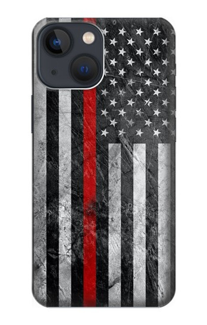 S3687 消防士細い赤い線アメリカの国旗 Firefighter Thin Red Line American Flag iPhone 14 Plus バックケース、フリップケース・カバー