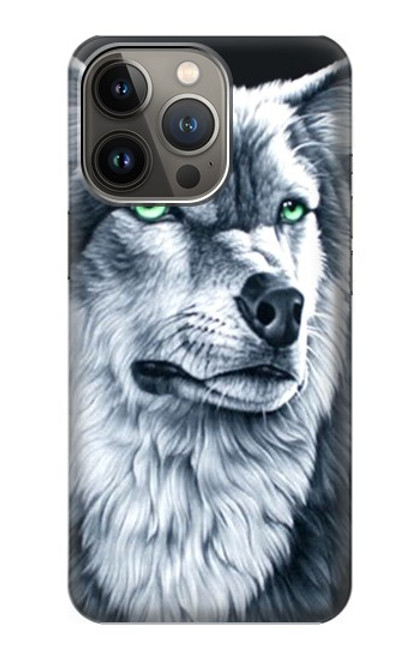 S0123 狼 ウルフ Grim White Wolf iPhone 14 Pro Max バックケース、フリップケース・カバー