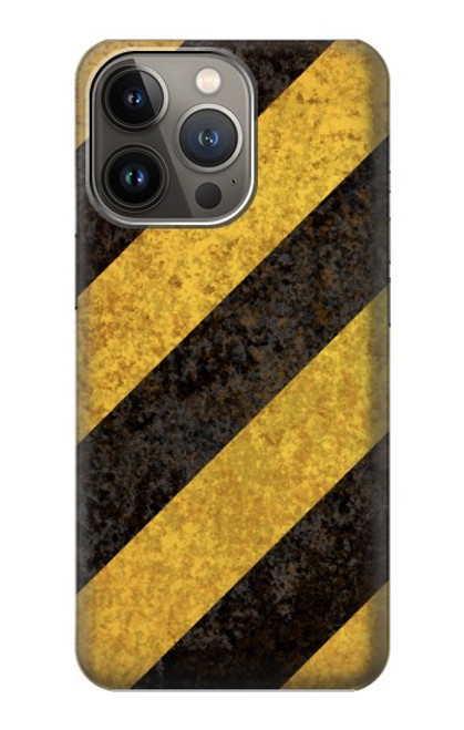 S2231 黄色と黒のラインハザードストライプ Yellow and Black Line Hazard Striped iPhone 14 Pro Max バックケース、フリップケース・カバー