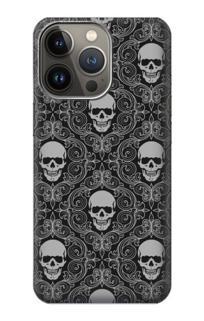 S2371 スカルヴィンテージモノクロのパターン Skull Vintage Monochrome Pattern iPhone 14 Pro Max バックケース、フリップケース・カバー