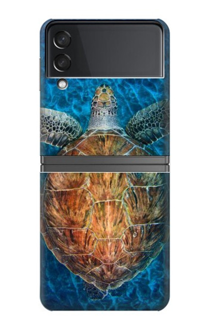 S1249 青い海亀 Blue Sea Turtle Samsung Galaxy Z Flip 4 バックケース、フリップケース・カバー