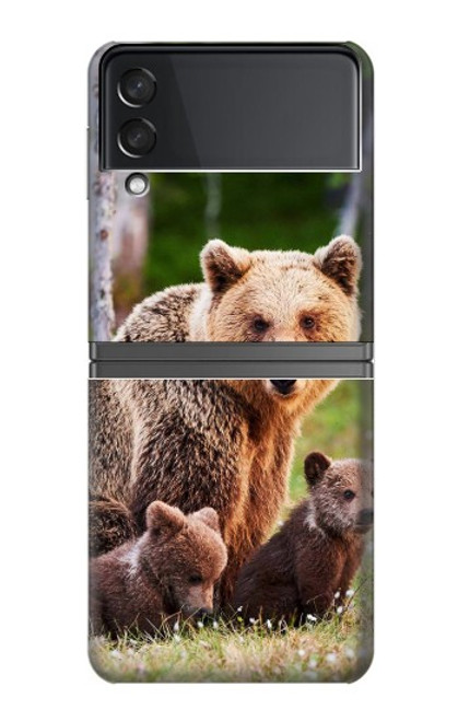 S3558 くまの家族 Bear Family Samsung Galaxy Z Flip 4 バックケース、フリップケース・カバー