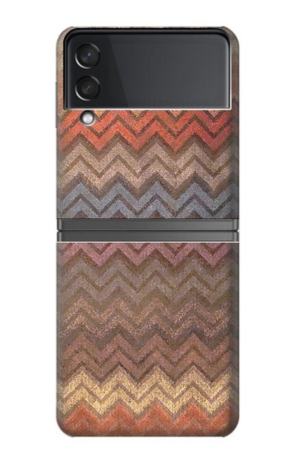 S3752 ジグザグ生地パターングラフィックプリント Zigzag Fabric Pattern Graphic Printed Samsung Galaxy Z Flip 4 バックケース、フリップケース・カバー
