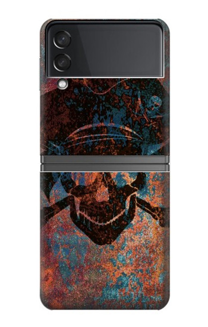 S3895 海賊スカルメタル Pirate Skull Metal Samsung Galaxy Z Flip 4 バックケース、フリップケース・カバー