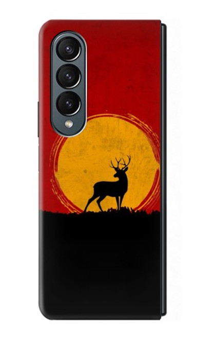 S3513 鹿の夕日 Deer Sunset Samsung Galaxy Z Fold 4 バックケース、フリップケース・カバー