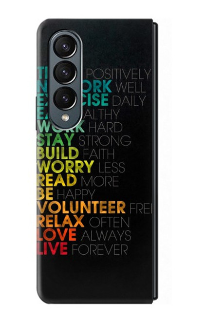 S3523 ポジティブな言葉 Think Positive Words Quotes Samsung Galaxy Z Fold 4 バックケース、フリップケース・カバー