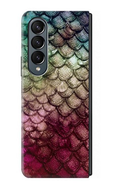S3539 人魚の鱗 Mermaid Fish Scale Samsung Galaxy Z Fold 4 バックケース、フリップケース・カバー
