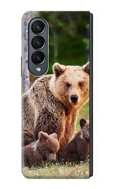 S3558 くまの家族 Bear Family Samsung Galaxy Z Fold 4 バックケース、フリップケース・カバー