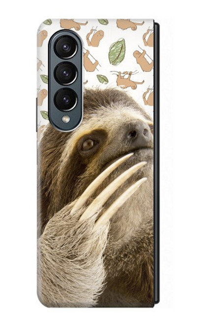 S3559 ナマケモノ Sloth Pattern Samsung Galaxy Z Fold 4 バックケース、フリップケース・カバー