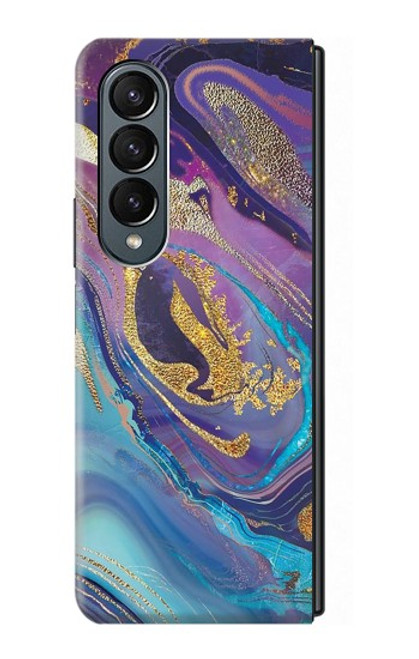 S3676 カラフルな抽象的な大理石の石 Colorful Abstract Marble Stone Samsung Galaxy Z Fold 4 バックケース、フリップケース・カバー