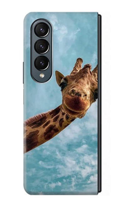 S3680 かわいいスマイルキリン Cute Smile Giraffe Samsung Galaxy Z Fold 4 バックケース、フリップケース・カバー