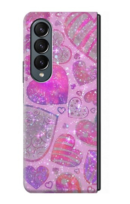 S3710 ピンクのラブハート Pink Love Heart Samsung Galaxy Z Fold 4 バックケース、フリップケース・カバー