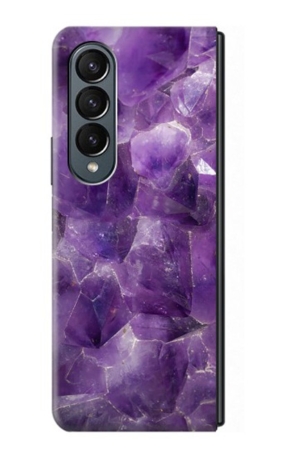 S3713 パープルクォーツアメジストグラフィックプリント Purple Quartz Amethyst Graphic Printed Samsung Galaxy Z Fold 4 バックケース、フリップケース・カバー